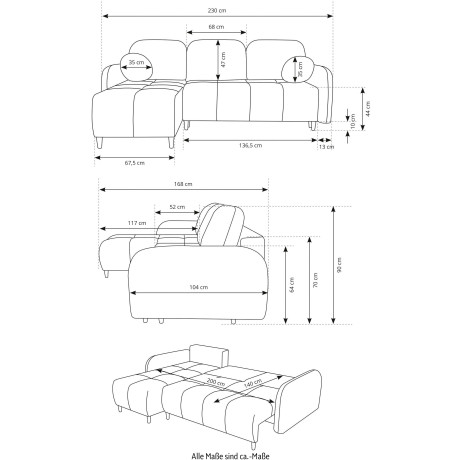 Leonique Hoekbank BLAISE met bedfunctie (ligoppervlak 140x200 cm), sier- en rugkussen afbeelding2 - 1