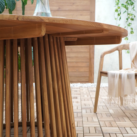 Lidewij ronde teakhouten tuintafel naturel - Ø 120 cm afbeelding2 - 1
