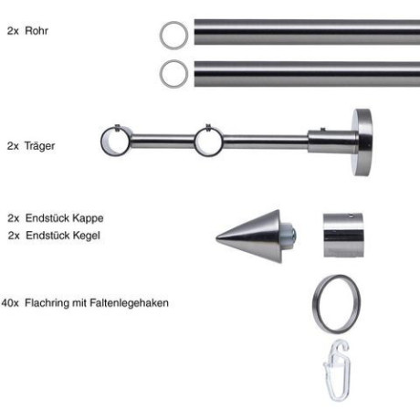 Liedeco Gordijnroede Stijlset, complete set 16 m kegel set (1 stuk) afbeelding2 - 1