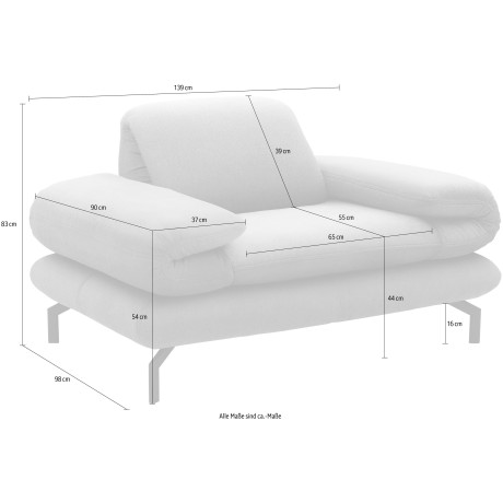 LOOKS BY WOLFGANG JOOP Fauteuil LOOKS XIII Loungestoel Naar keuze met verstelbare armleuning en hoofdeind afbeelding2 - 1