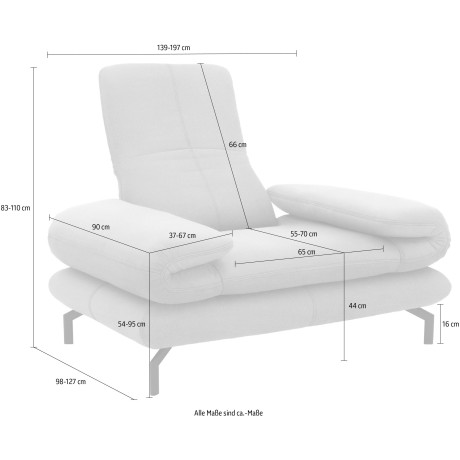 LOOKS BY WOLFGANG JOOP Fauteuil LOOKS XIII Loungestoel Naar keuze met verstelbare armleuning en hoofdeind afbeelding2 - 1