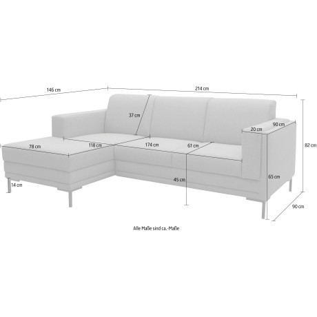 LOOKS BY WOLFGANG JOOP Hoekbank LOOKS VII L-vorm heldere lijnen, chic design afbeelding2 - 1