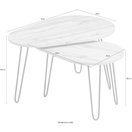 LOOKS BY WOLFGANG JOOP Salontafel Looks Organic Set van 2 verschillend grote tafels, met hoogwaardige metalen poten afbeelding2 - 1