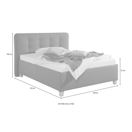 Maintal Gestoffeerd bed inclusief bedkist afbeelding2 - 1