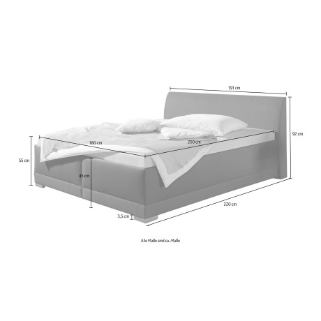 Maintal Gestoffeerd bed Makana met bedlade, ook beschikbaar in h4 afbeelding2 - 1