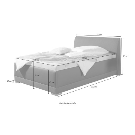 Maintal Gestoffeerd bed Makana met bedlade, ook beschikbaar in h4 afbeelding2 - 1