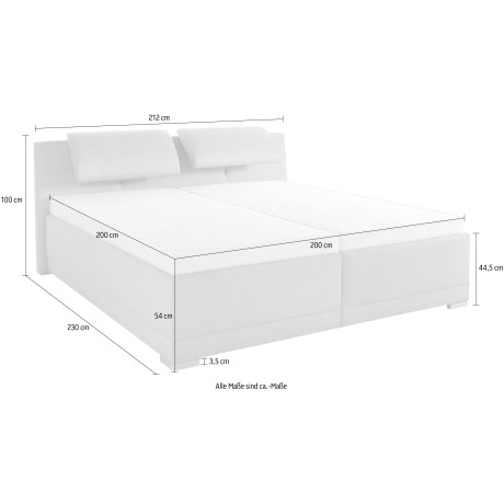 Maintal Gestoffeerd bed Oderzo met bedkist, verstelbare hoofdsteun, matrassen in h2 of h3 ter keuze afbeelding2 - 1