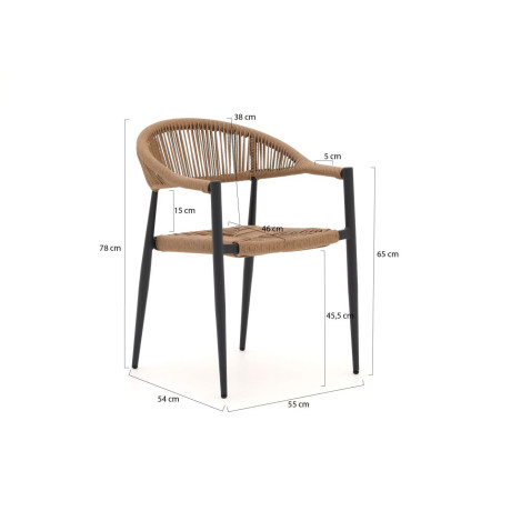 Manifesto Belpasso/Canzo 80cm dining tuinset 5-delig stapelbaar inklapbaar - Laagste prijsgarantie! afbeelding2 - 1