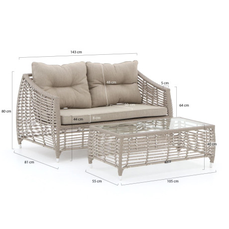 Manifesto Ortello lounge tuinbank 143cm incl. tafel - Laagste prijsgarantie! afbeelding2 - 1