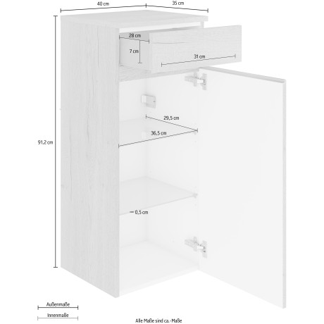 MARLIN Halfhoge kast 3500maxus 40 cm breed, soft-closefunctie, badkamermeubel, voorgemonteerd afbeelding2 - 1