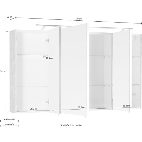 MARLIN Spiegelkast 3040 , breedte 120 cm afbeelding2 - 1