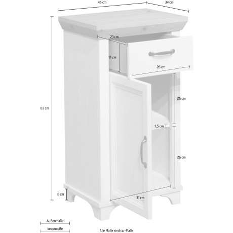 Mäusbacher Onderkast Mali Landelijke stijl, breedte 45 cm, hoogte 83 cm, metalen grepen afbeelding2 - 1