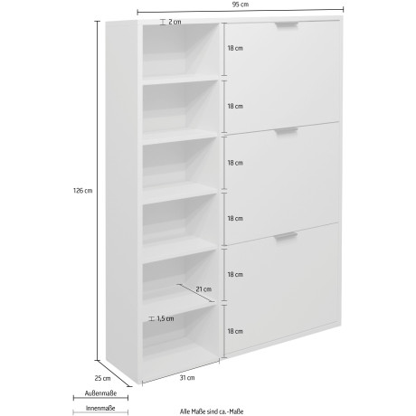 Mäusbacher Schoenenkast Bonnie Breedte 95 cm met 3 kleppen en rek afbeelding2 - 1