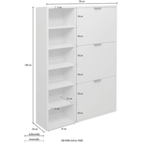 Mäusbacher Schoenenkast Bonnie Breedte 95 cm met 3 kleppen en rek afbeelding2 - 1