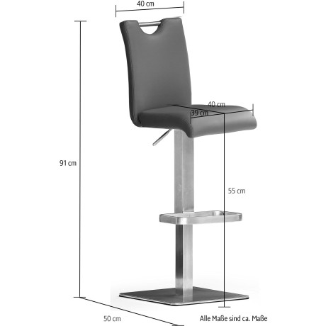 MCA furniture Bistrostoel BARBECOOL met rugleuning, vierkante bodemplaat, 180° draaibaar, zithoogte van 55-80 cm afbeelding2 - 1