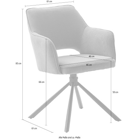 MCA furniture Eetkamerstoel Luzon (2-set), draaibaar 180°, belastbaarheid 120 kg, zithoogte ca. 50 cm afbeelding2 - 1