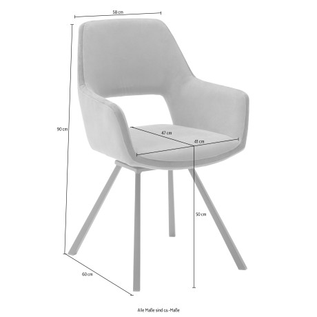 MCA furniture Eetkamerstoel Bayonne set van 2, stoel 180º draaibaar met nivellering, belastbaar tot 120 kg (set, 2 stuks) afbeelding2 - 1