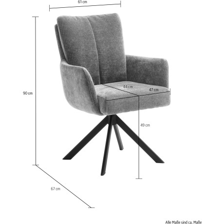 MCA furniture Eetkamerstoel MALIA (set, 2 stuks), 360° draaibaar, pocketvering, zithoogte ca. 49 cm afbeelding2 - 1