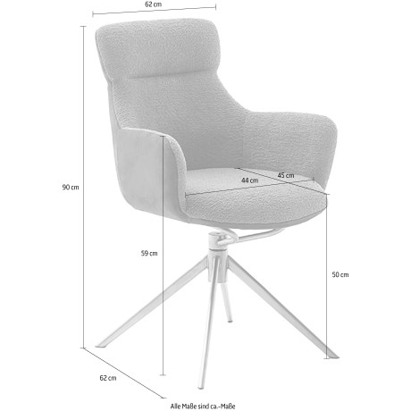 MCA furniture Eetkamerstoel (2-set), draaibaar 360°, draai- & schommelfunctie, zithoogte ca. 50 cm afbeelding2 - 1