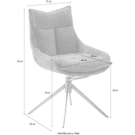 MCA furniture Eetkamerstoel (2-set), draaibaar 360°, draai- & schommelfunctie, belastbaarheid 120 kg afbeelding2 - 1