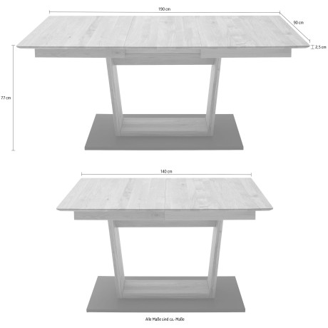 MCA furniture Eettafel Cuba Eettafel massief hout uittrekbaar, tafelblad met synchroon uittreksysteem afbeelding2 - 1