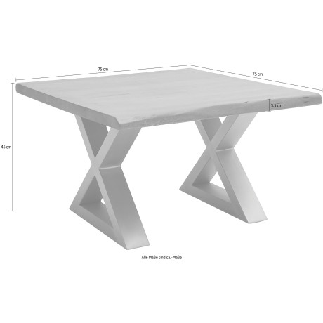 MCA furniture Salontafel Cartagena Salontafel massief hout met boomstamrand en natuurlijke kieren en gaatjes afbeelding2 - 1