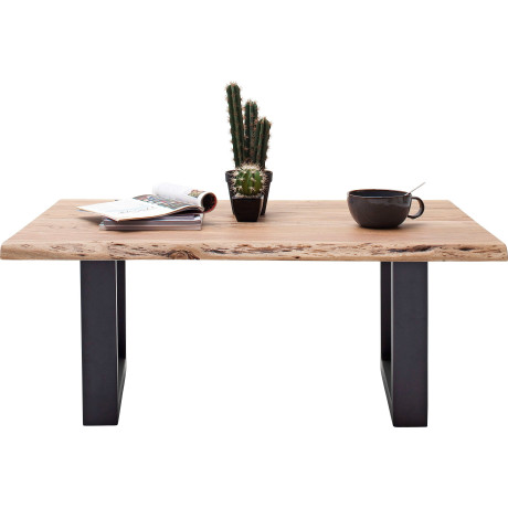 MCA furniture Salontafel Cartagena Salontafel massief hout met boomstamrand en natuurlijke kieren en gaatjes afbeelding2 - 1