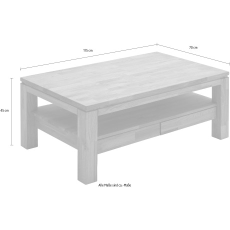 MCA furniture Salontafel massief hout met laden afbeelding2 - 1