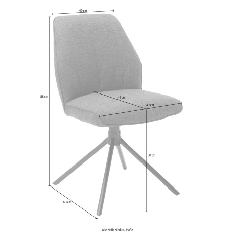 MCA furniture Stoel met 4 poten Pemba set van 2, 180º draaibaar met nivellering, stoel belastbaar tot 120 kg (set, 2 stuks) afbeelding2 - 1