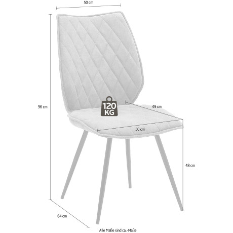 MCA furniture Stoel Navarra set van 2 met bekleding, comfortzithoogte 48 cm, belastbaar tot 120 kg (2 stuks) afbeelding2 - 1