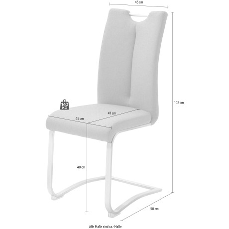 MCA furniture Vrijdragende stoel Artos XL set van 2, stoel met handgreep, belastbaar tot 140 kg (set, 2 stuks) afbeelding2 - 1