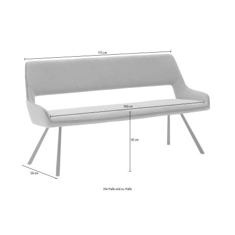 MCA furniture Zitbank Bayonne tot 280 kg belastbaar, zithoogte 50 cm, naar keuze 155 cm-175 cm breedte afbeelding2 - 1