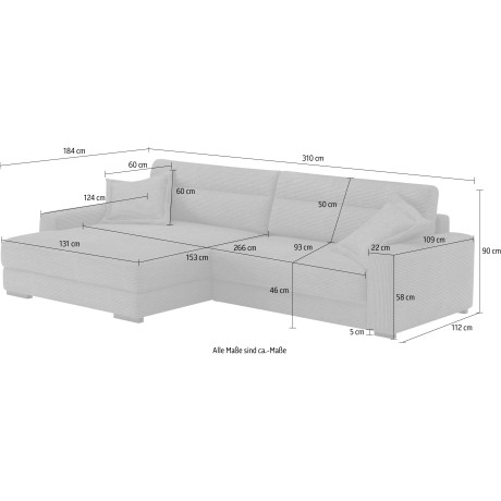 Mr. Couch Hoekbank Marcello DuraFlex EasyBett, bedbox, koudschuimvering, tot 140 kg belastbaar afbeelding2 - 1