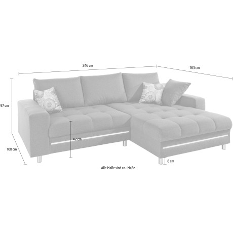 Mr. Couch Hoekbank Tobi 3 naar keuze met koudschuim (140 kg belasting/zitting), rgb-ledverlichting afbeelding2 - 1