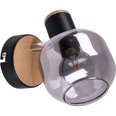 näve Wandlamp Fumoso 1 stuks spot>>fumoso<<,excl.1xe14 max.40 w,smoking glas,zwart/naturel (1 stuk) afbeelding2 - 1