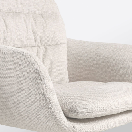 Nena-Mia eetkamerstoel beige - walnoot houten onderstel afbeelding2 - 1