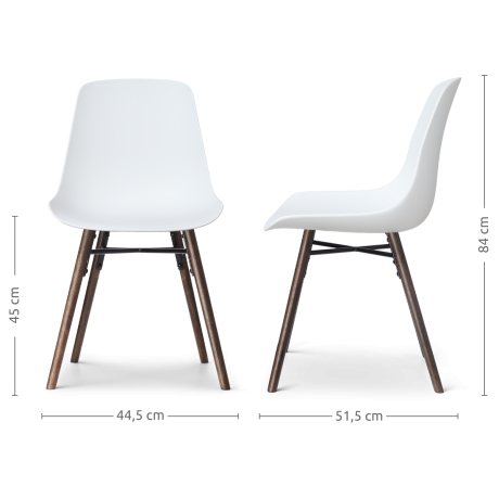 Nena-Pip eetkamerstoel wit - walnoot houten onderstel - set van 2 afbeelding2 - 1
