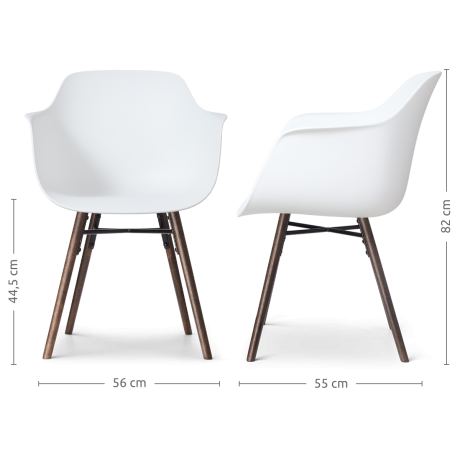 Nena-Puk eetkamerstoel wit - walnoot houten onderstel - set van 2 afbeelding2 - 1