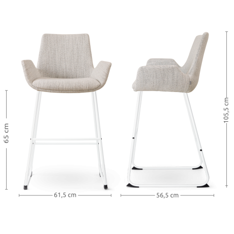 Nino-Eef barkruk beige gemêleerd - wit onderstel - 65 cm afbeelding2 - 1