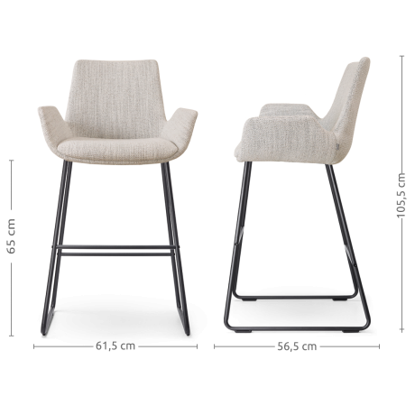 Nino-Eef barkruk beige gemêleerd - zwart onderstel - 65 cm afbeelding2 - 1