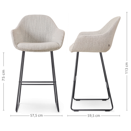 Nino-Mae barkruk beige gemêleerd - zwart onderstel - 75 cm afbeelding2 - 1