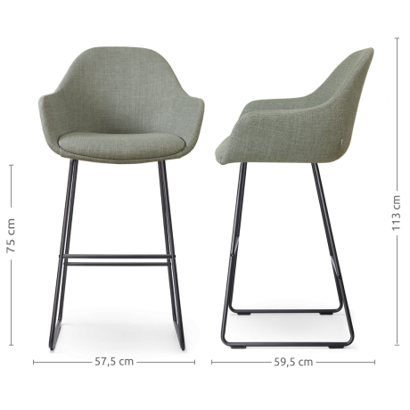 Nino-Mae barkruk groen - zwart onderstel - 75 cm afbeelding2 - 1