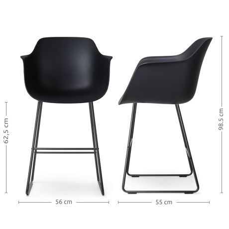 Nino-Puk barkruk zwart - zwart onderstel - 65 cm - set van 2 afbeelding2 - 1