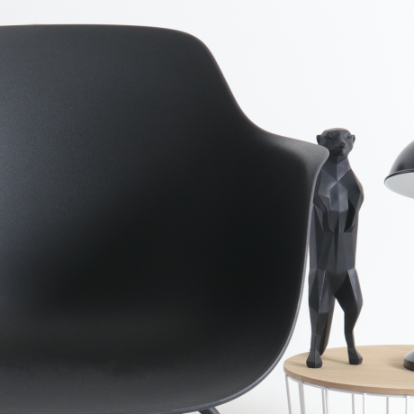 Nino-Puk barkruk zwart - zwart onderstel - 75 cm afbeelding2 - 1