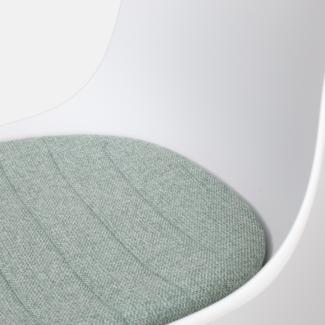 Noa-Liv eetkamerstoel wit met zacht groen zitkussen - wit onderstel afbeelding2 - 1