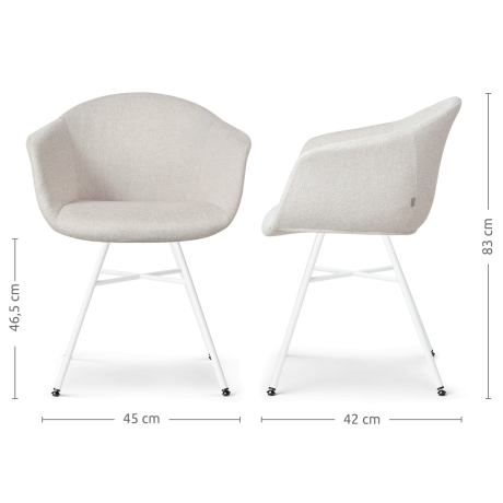 Noa-Otis eetkamerstoel beige - wit onderstel - set van 2 afbeelding2 - 1