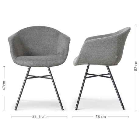 Noa-Otis eetkamerstoel donkergrijs - zwart onderstel - set van 2 afbeelding2 - 1