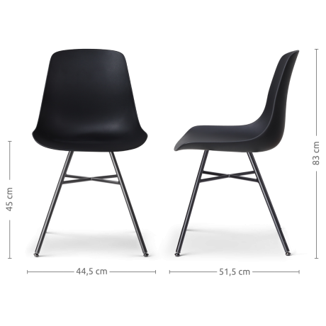 Noa-Pip eetkamerstoel zwart - zwart onderstel - set van 2 afbeelding2 - 1