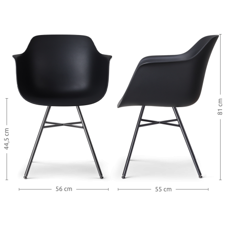 Noa-Puk eetkamerstoel zwart - zwart onderstel - set van 2 afbeelding2 - 1