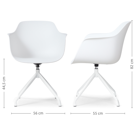 Nola-Puk draaibare eetkamerstoel wit - wit onderstel - set van 2 afbeelding2 - 1